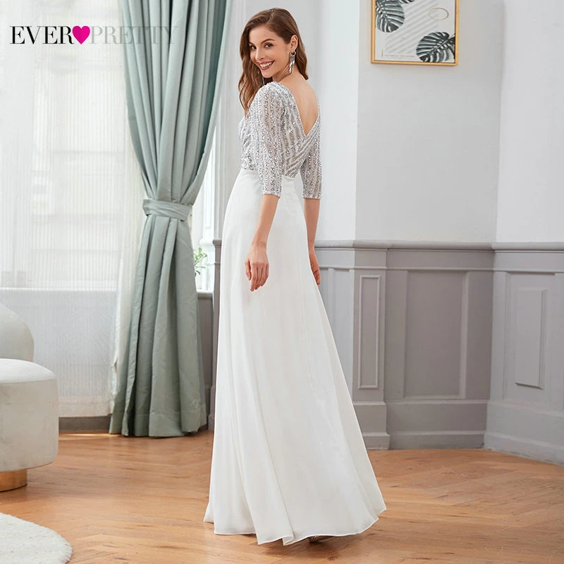 Сексуальные вечерние платья Ever Pretty EP00751DG расшитые блестками с рукавом 3/4 двойным v
