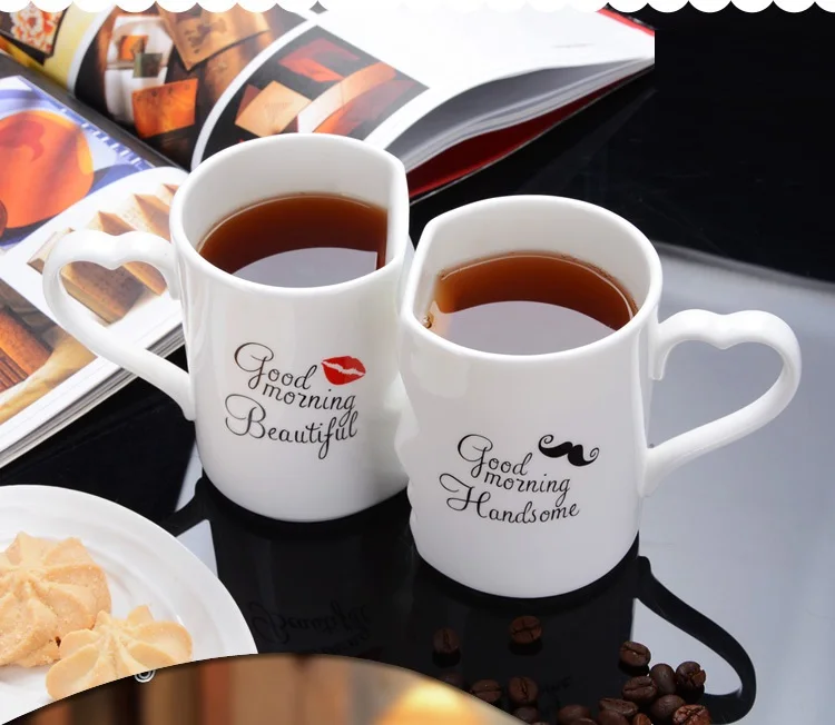

2Pcs/Set Couple Cup Ceramic Coffee Kiss Mug Creative Valentine's Day Wedding Birthday Gift