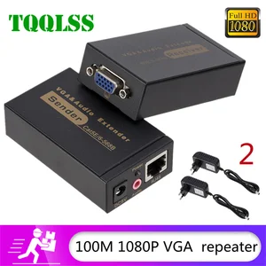 tqqlss vga utp extender vga av extender repeater with audio by cat5e6 cable up to 100m with audio power adapter avcve100 free global shipping
