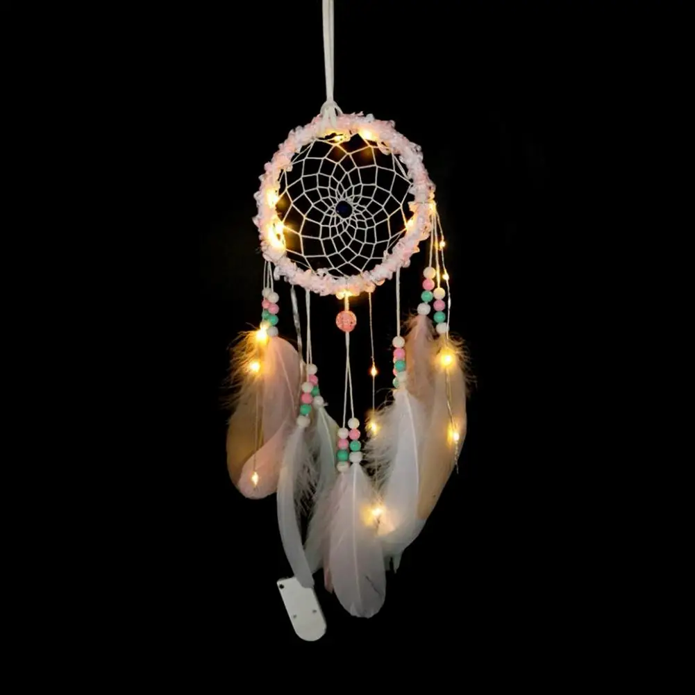 

Feathers Beads LED String Light Dream Catcher Home Hanging Lamp Ornament Romantic Catching Monternet Birthday Present