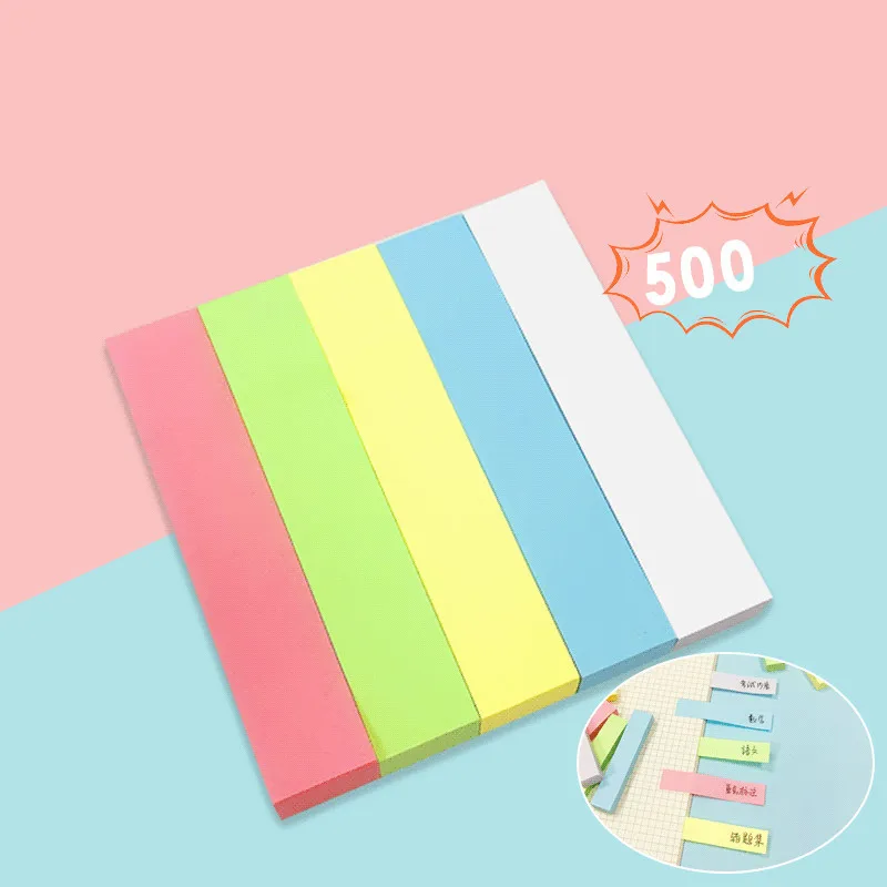 

1Set 500 Sheets Loose Leaf Index Sticky Notes Mark Sticker Retro Color Ruler Memo Pad Notepad Child Gifts School Office Supplies