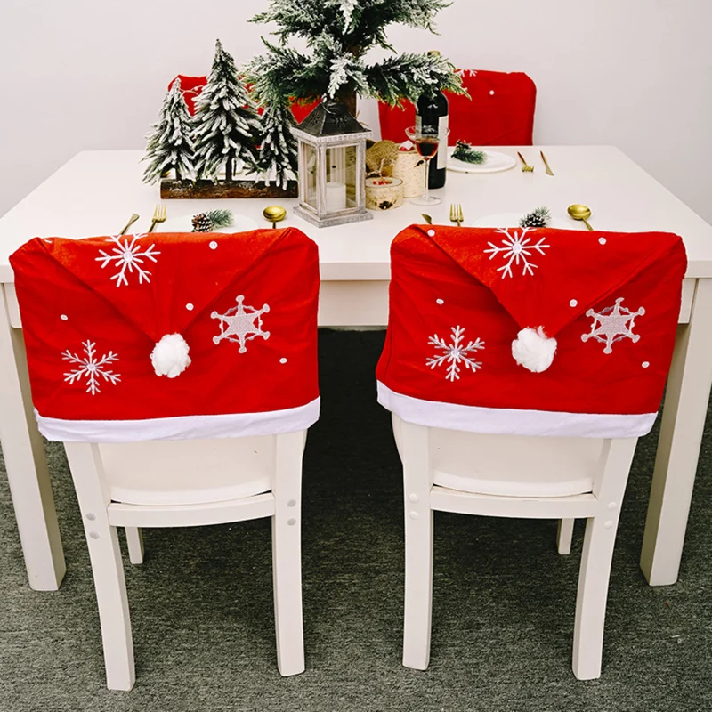 

Christmas Chair Covers Santa Snowflake Christmas Tree Pattern Chair Slipcover For Dining Room Holiday Party Decor BJStor
