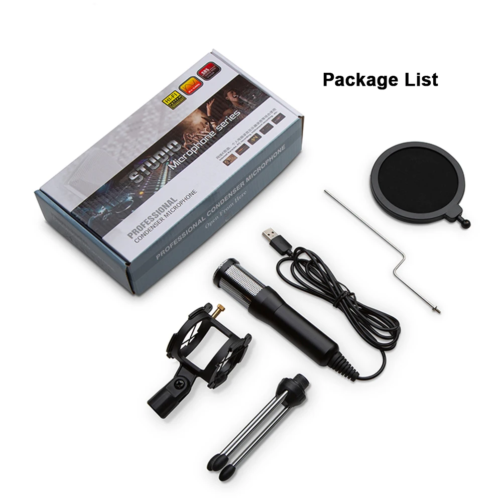 Профессиональный конденсаторный микрофон USB Plug Play Home Studio Podcast голосовая запись с