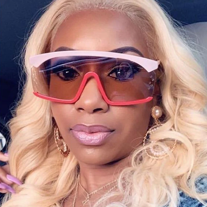 Женские солнцезащитные очки с градиентом большие брендовые розовые в стиле