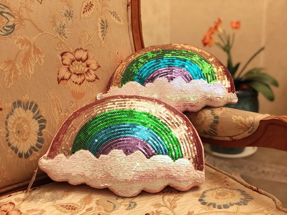 Флип блестки icecream радуга звезда плюшевые игрушки мягкий блеск Подушка Мягкие