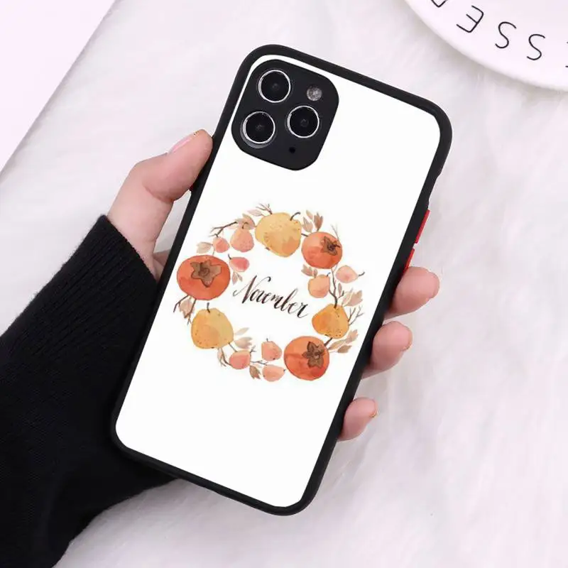 

Pumpkin Autumn leaf pattern Flowers Phone Case Matte Transparent for iPhone 7 8 11 12 s mini pro X XS XR MAX Plus cover funda