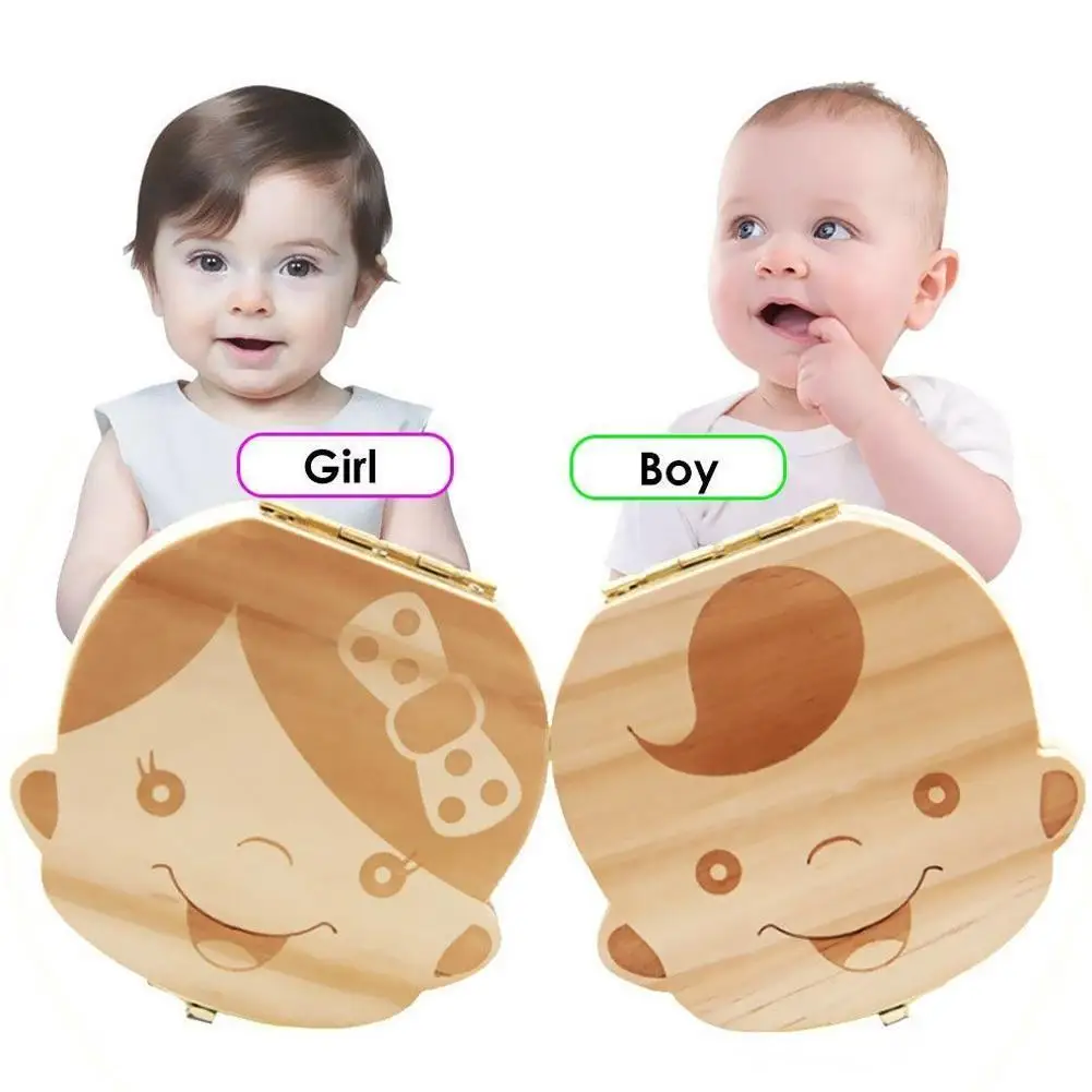 

Baby Wood Tooth Box Organizer Milk Teeth Storage Language Save Gifts English Umbilica Tooth Collect Box Teeth Baby P4X6