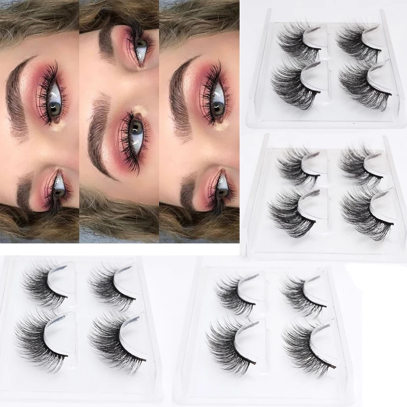 2 пары натуральных накладных ресниц длинные ресницы для макияжа 3D норковые