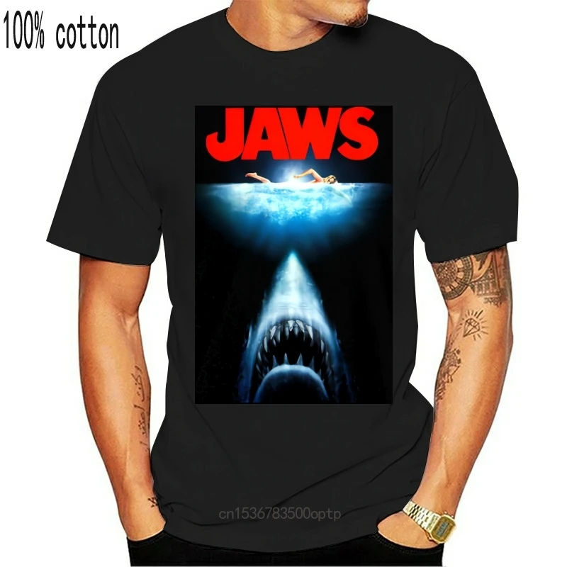 

Новая футболка с надписью «JAWS ver.3», плакат с черным фильмом, хлопковая футболка, модная футболка, лучшая футболка высокого качества для мужч...