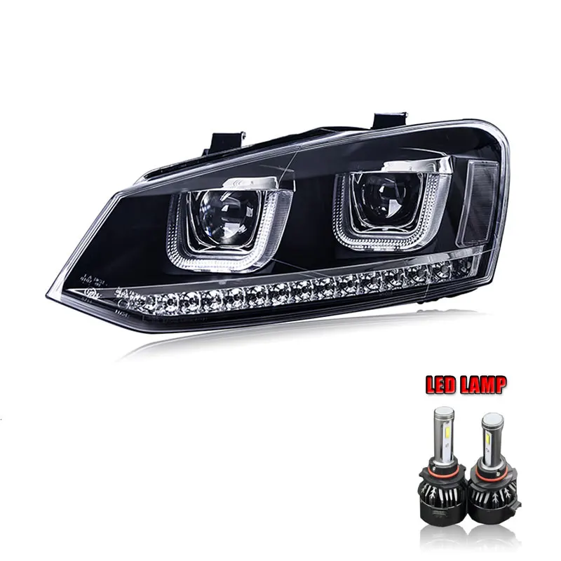 ALL LED 2 шт. светодиодный фары для VW Polo 2013- светодиодный автомобильный фонарь ангельские глазки ксенон HID комплект Противотуманные фары светодиодный дневные ходовые огни - Цвет: ALL LED