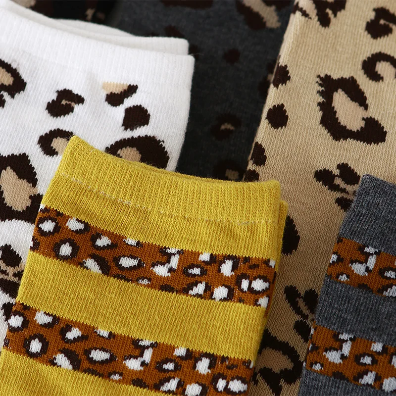 Новинка леопардовые гольфы для девочек осенне зимние мягкие гетры в полоску