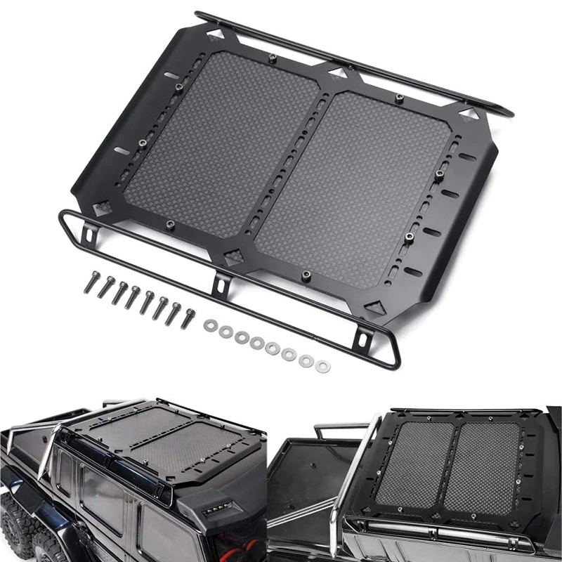 

Metal Luggage Carrier Roof Rack with Carbon Fiber Board for 1/10 RC Crawler Traxxas TRX6 G63 TRX4 G500 Upgrade Parts