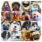 LZAIQIZG полный квадратныйкруглый алмазная живопись Мопсы Хаски Охота собака фотография животных Стразы домашний декор