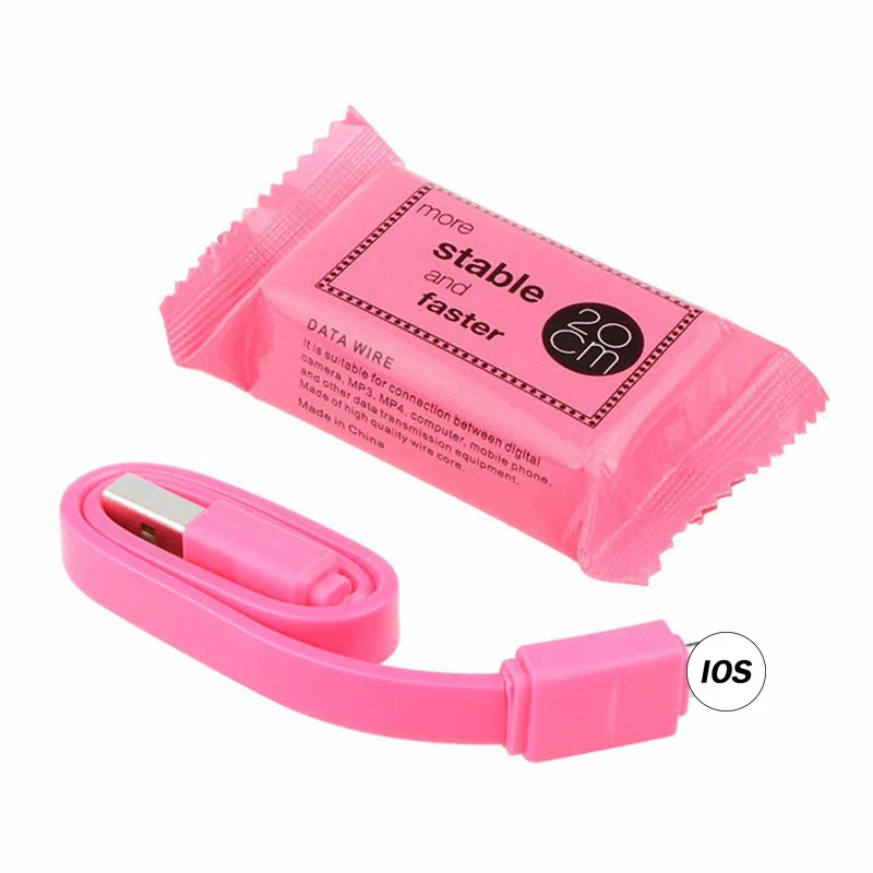 Pink candy Mini USB кабель для мобильного телефона Micro usb type C зарядное устройство кабель для iPhone 8 7 huawei Быстрая зарядка данных шнур 20 см - Цвет: Pink