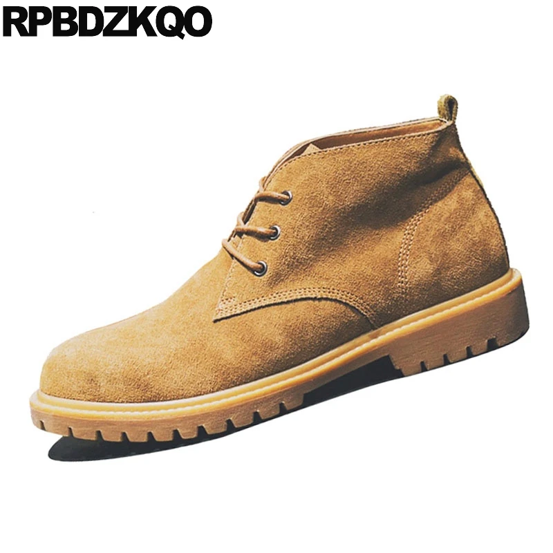 Ботинки рабочие коричневые осенние на шнуровке Корейская Осенняя защитная обувь