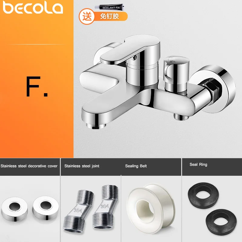 becola new modern chrome brass bath room wall mounted bathroom faucet with handheld hand shower bathtub mixer set shower faucet free global shipping