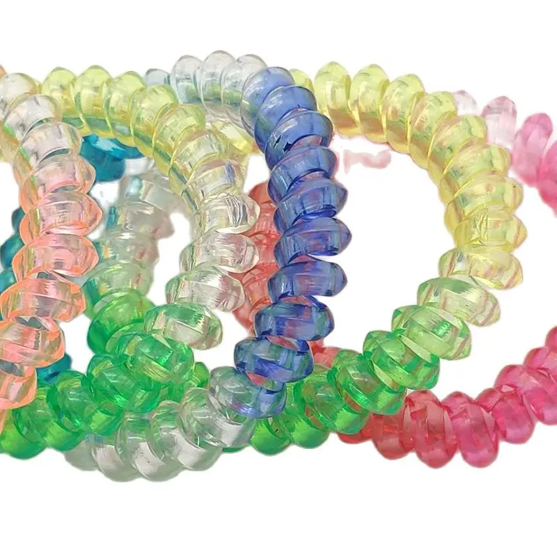 

5Pcs/Lot Transparent Telephone Cord Women Elastic Rubber Bands Girls Tie Gum Ponytail Hair Accessories Headwear