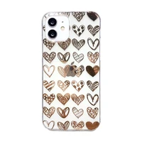 transparent chinese style phone case for iphone13 pro promax mini back cover type love pattern phone case lightweight case