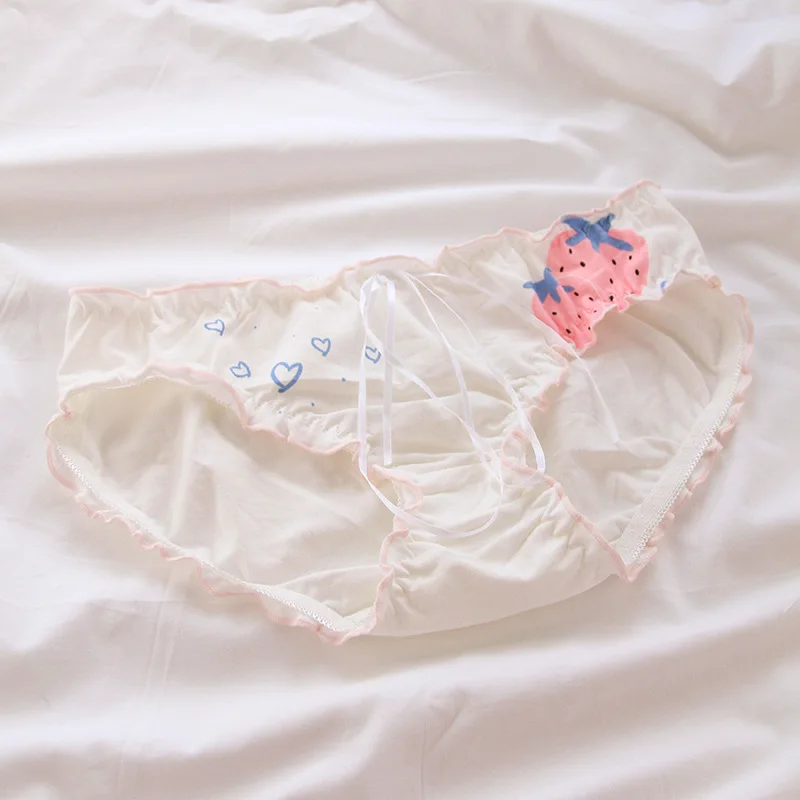 Новое Розовое нижнее белье для подростков трусики с клубничкой молодых девушек