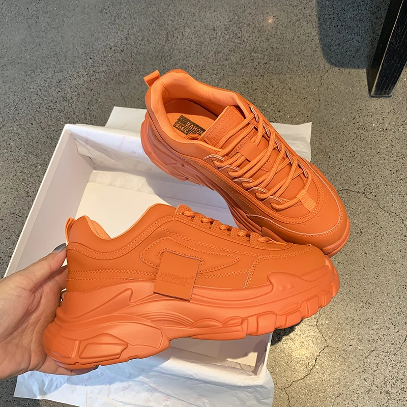 

Outdoor Women Platform Chunky Sneakers Designers Fashion Lace-up Urban Walk Series Tennis Basket Female Autumn Vulcanized Shoes