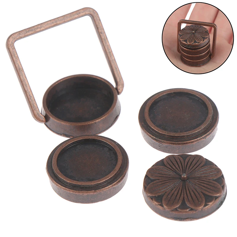 Винтаж кукольный домик миниатюра Медь 3 Слои стекируемые снэк Еда бенто коробка