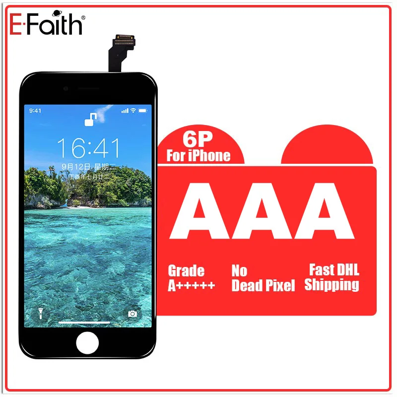 20 шт./лот AAA+ дисплей для iPhone 6P 7P 8P Plus lcd 5,5 дюймов сменный кодирующий преобразователь сенсорного экрана в сборе дисплей без битых пикселей - Цвет: 6P Black LCD