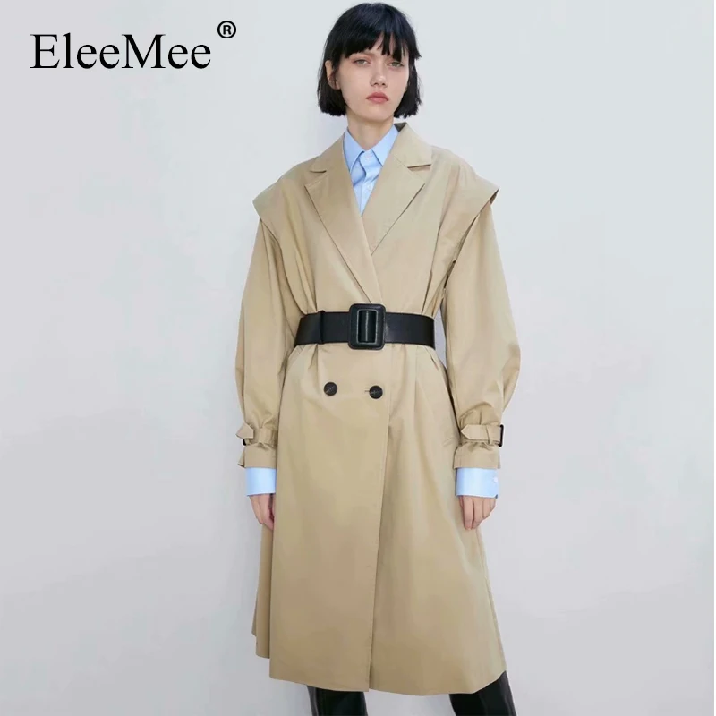 

Тренчкот женский двубортный, цвета хаки, с отложным воротником, размеры Xs-L