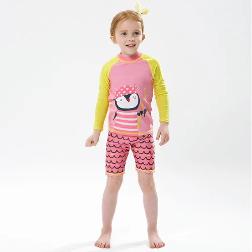 

Children's Swimwear Rash Guard Kids Boy Cute Cartoon Long Sleeve Sunscreen Split Boxer Swimming Suit For Girls Breifs Beach-wear