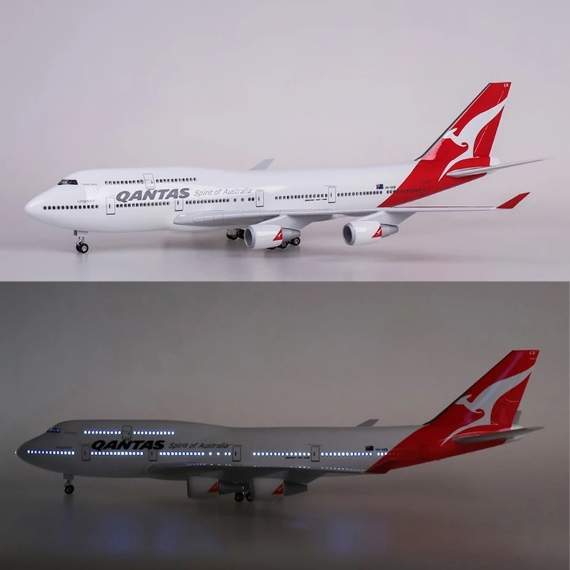 1/150 масштаб 47 см самолет B747 QANTAS Boeing 747 модель самолета светодиодный свет и колесо шасси литье под давлением модель самолёта из смолы игрушка