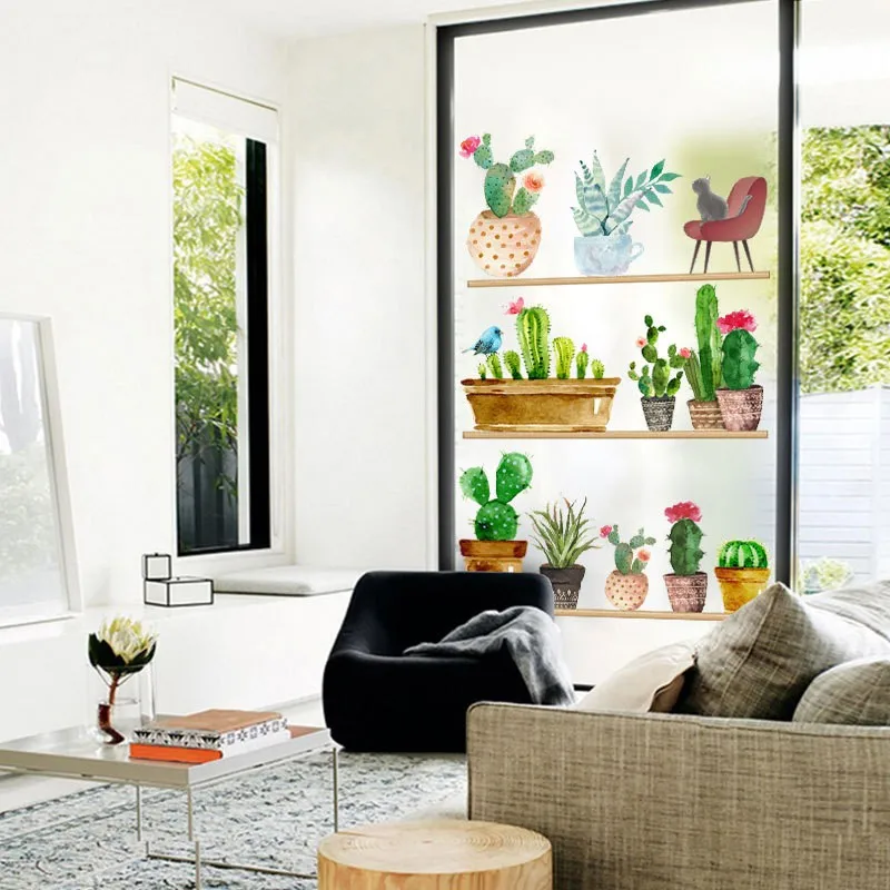 

Wall Stickers Potted Printed Decal Home Green Decor Wall Sticker PVC Removable Stick Home Wall Decor