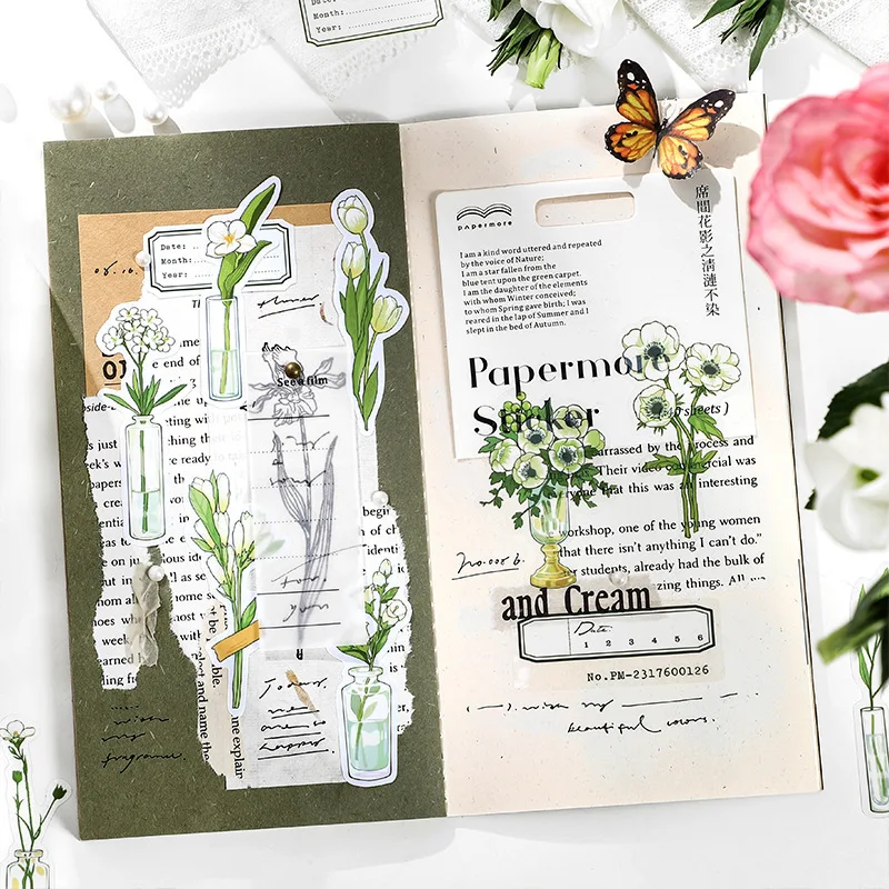 40 шт PET водонепроницаемый прочный пастельный цвет цветок Декоративные наклейки