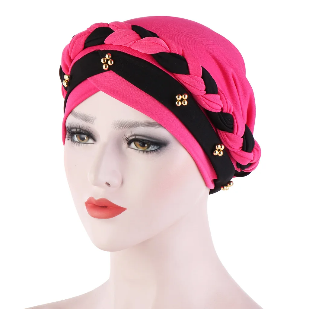 

Cap African Style Headwear Cap African Style Muslim Turban Hair Accessories Fashion Women Solid Braided Bandanas Headwear
