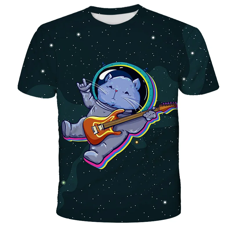 

3D Cute Kids Astronaut T shirt O-Neck Starry Sky Design Pattern Boys Girls Clothes Short Sleeve Funny Costume Summer Tees Tops