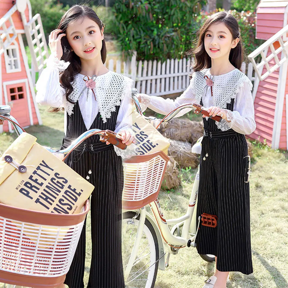 Купи 2 Pieces Pink/Black Color Baby Girl Clothes Outfits For 3 4 5 6 8 9 10 12 Years Fashion Summer Blouse+Pants Suit Girls Clothing за 1,211 рублей в магазине AliExpress