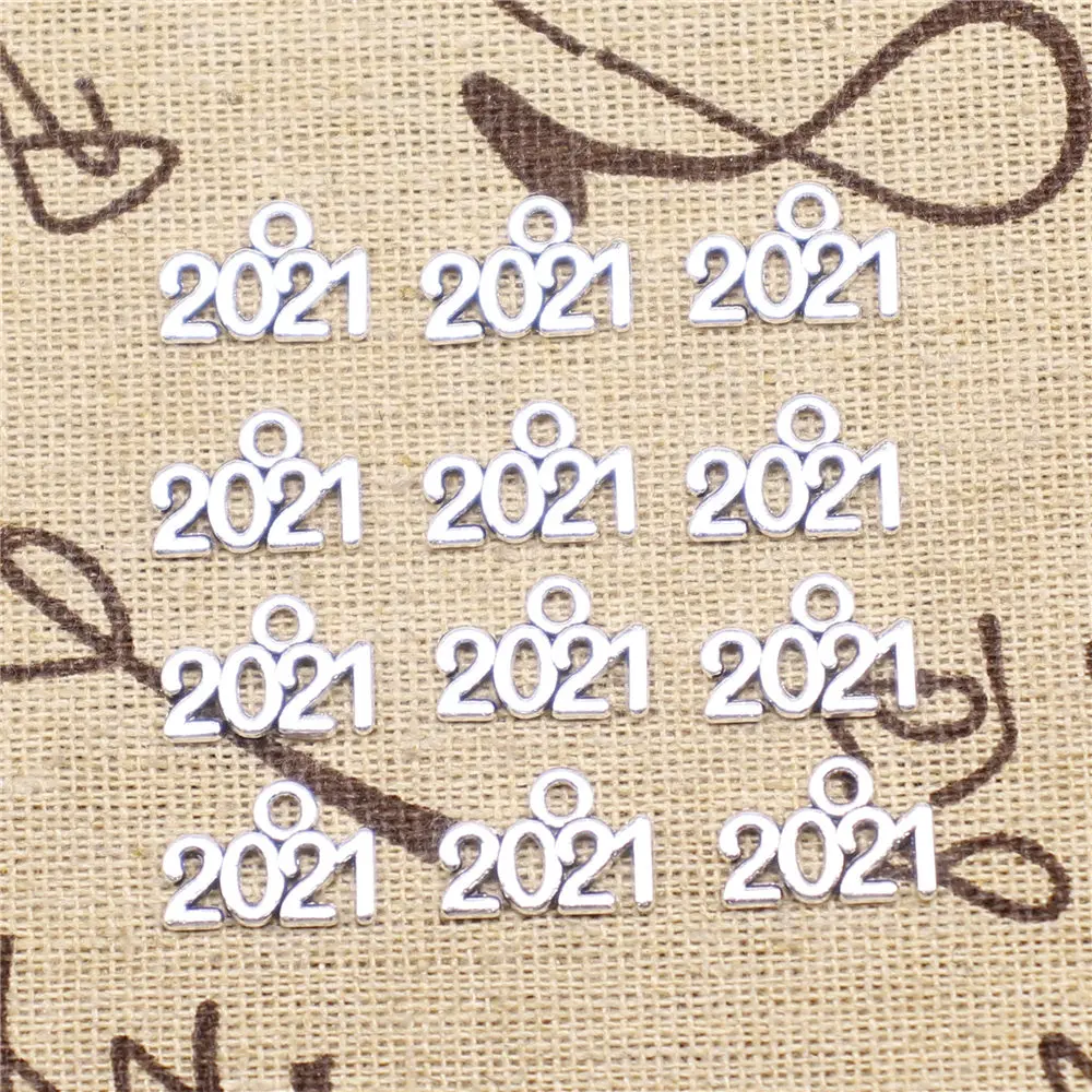

Charm For Making Jewelry Pendants Year Number 2021 9x14mm 80pcs
