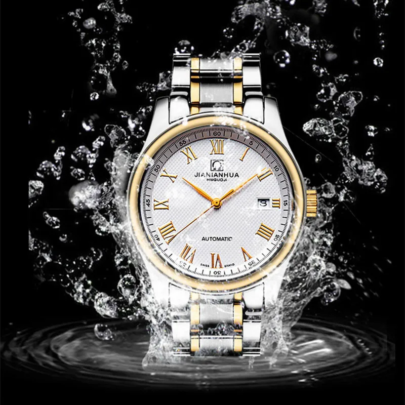 Водонепроницаемые Брендовые мужские деловые часы автоматические наручные с