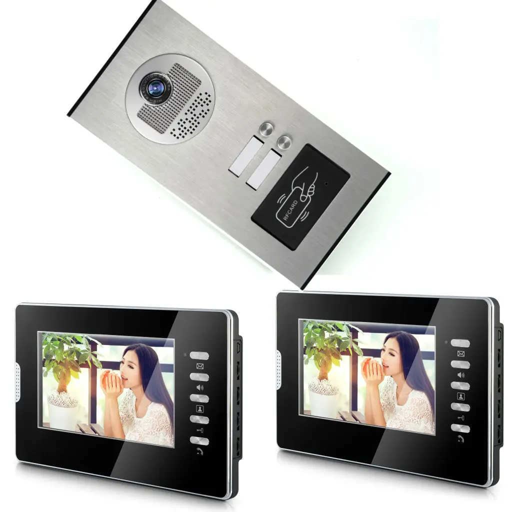apartment flats doorbell 7tft lcd home video intercom system rfid unlock 2 to 12 buttons ir 700tvl camera vdeo door phone kits free global shipping