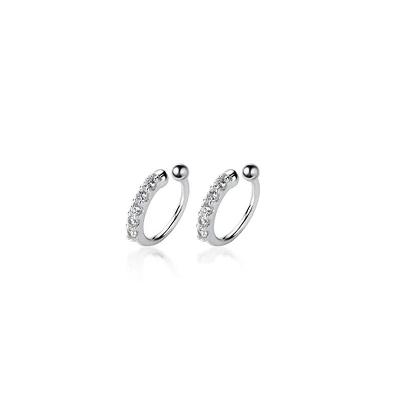 Silver clip earring 925 пробы, серебряный зажим со стразами, серьги, серебро/золото, без отверстия для ушей, не пирсинг, серьги для женщин, девушек, мода - Окраска металла: Silver clip earring