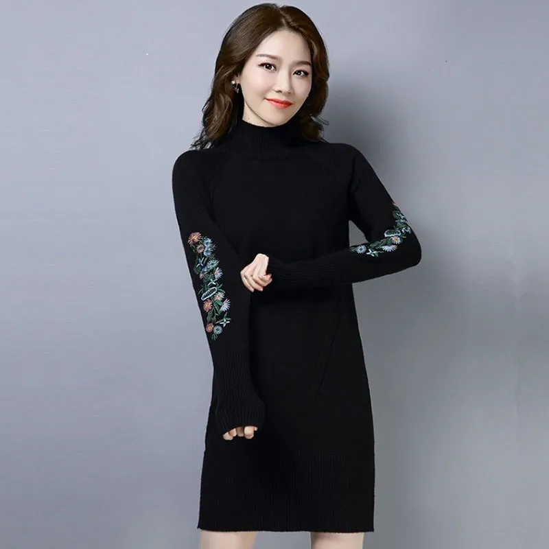 

Autumn Winter Women Turtleneck Sweaters Pullover 2021 New Fashion Slim Warm Mid-length Knit Sweater Female Jumper Tops Plus size
