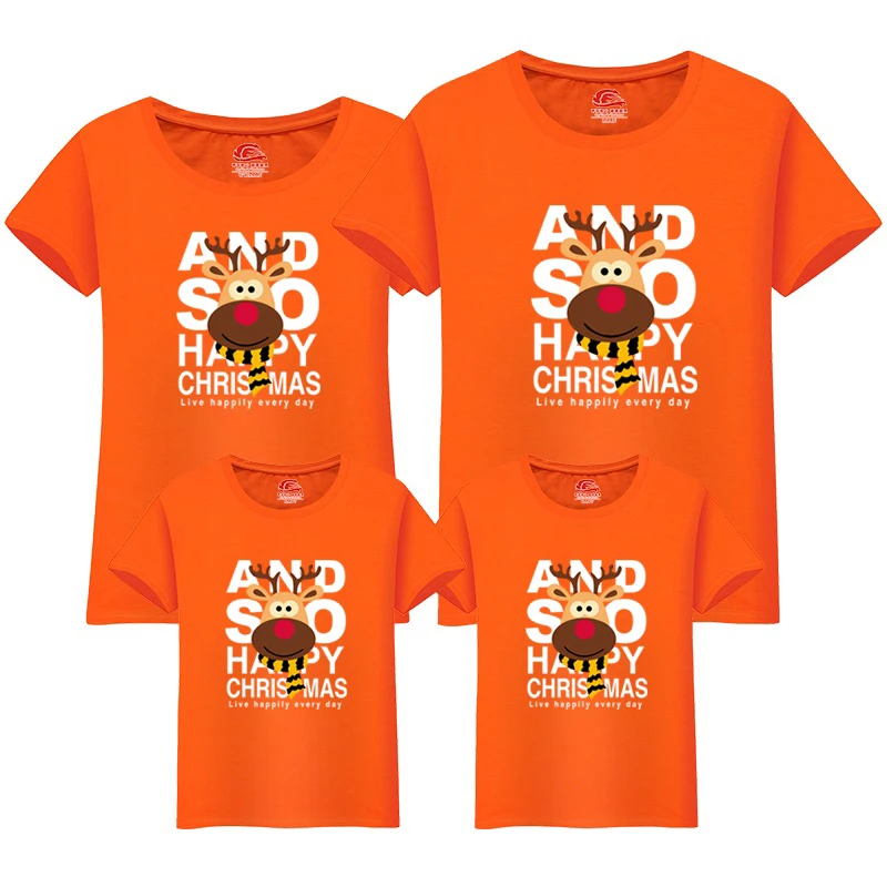 

Christmas Family Matching Clothes Mommy and Me T shirt Cartoon Short-sleeved Cotton Kids Girls Boys Clothing Children T-shirt