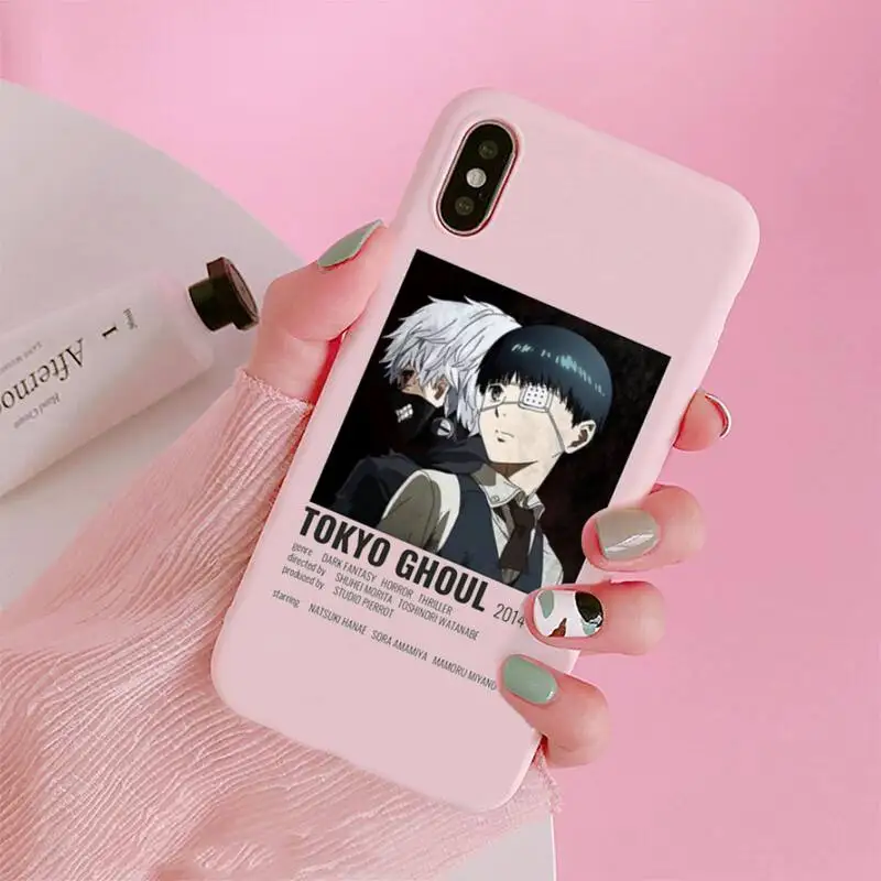

Tokyo Ghoul Anime pattern shell Phone Case Candy Color for iPhone 6 7 8 11 12 s mini pro X XS XR MAX Plus