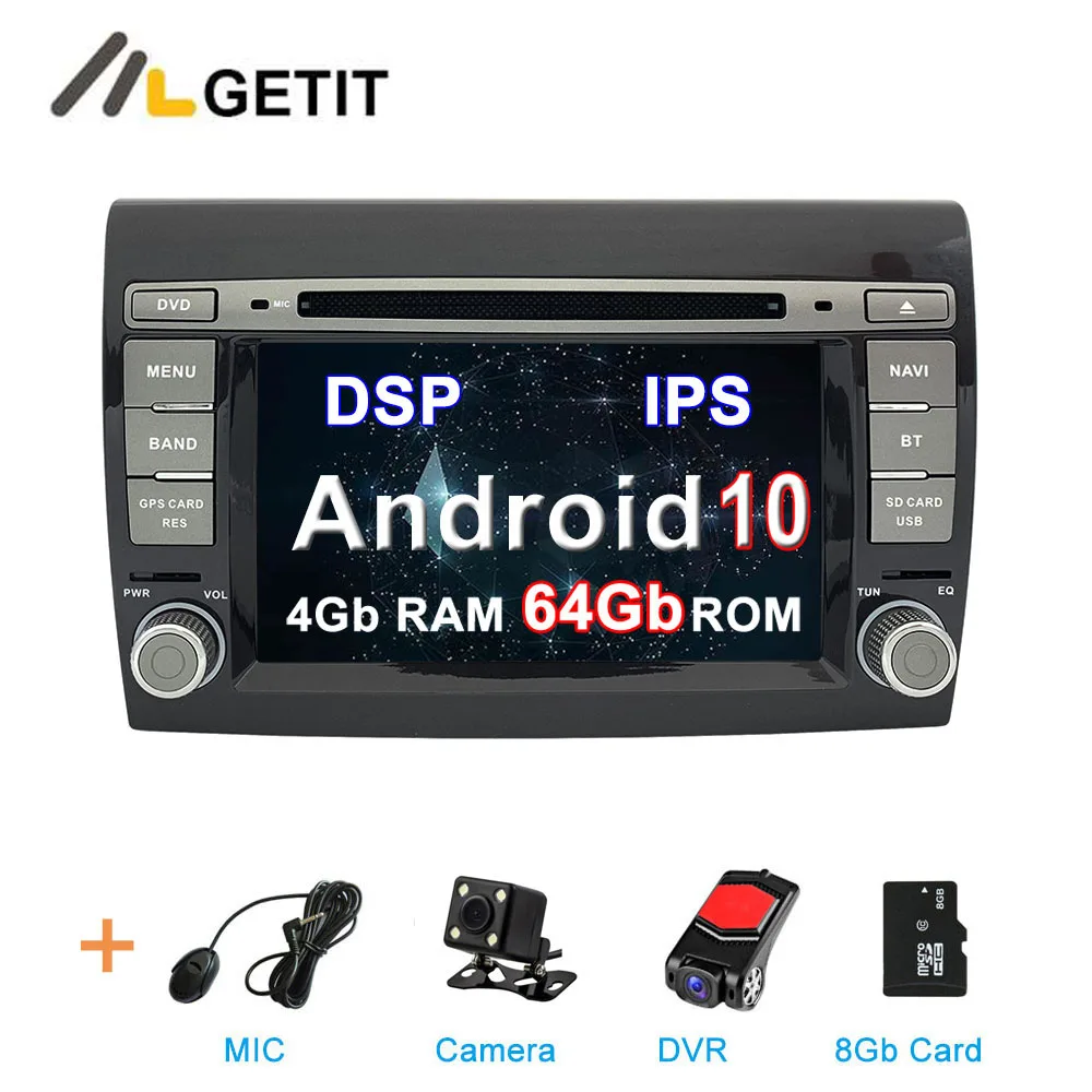 4G 64G CAM-DVRSD-DSP DSP ips Android 10 автомобильный DVD мультимедийный плеер для Fiat Bravo 2007-2012 автомобильный Радио Стерео gps навигация - Цвет: 4G 64G CAM-DVRSD-DSP
