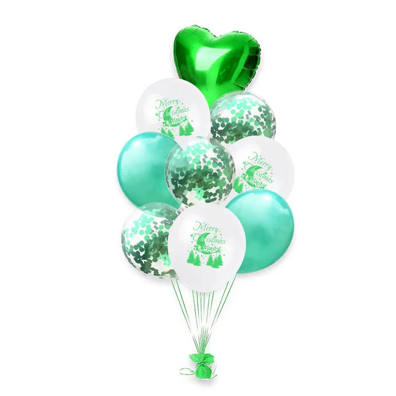 1set Happy New Year Red Green Confetti Balloons Merry Christmas Balloon Helium Balls Birthday Wedding Party Decorations Supplies