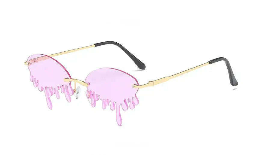 

2021 New Fashion UV400 Rimless Women Sunglasses Bat Shape Sun Glasses True Film Lens Ladies Eyewear Streetwear Accessories