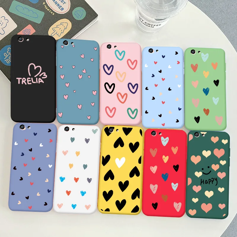

For OPPO A39 Case Protective Phone Shell Frosted Silicone Casing For OPPO A39 Color Heart-Shaped Soft TPU Back Cover