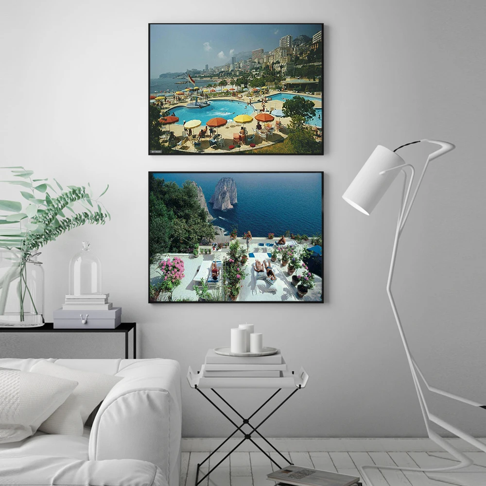 Постер Vintage Desert House Party Poolside Glamour для декорирования стен в гостиной дома.