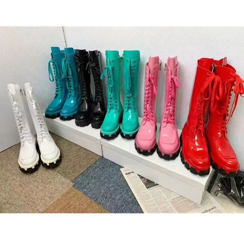 Женские ботинки до середины икры на толстой подошве сапоги для верховой езды с