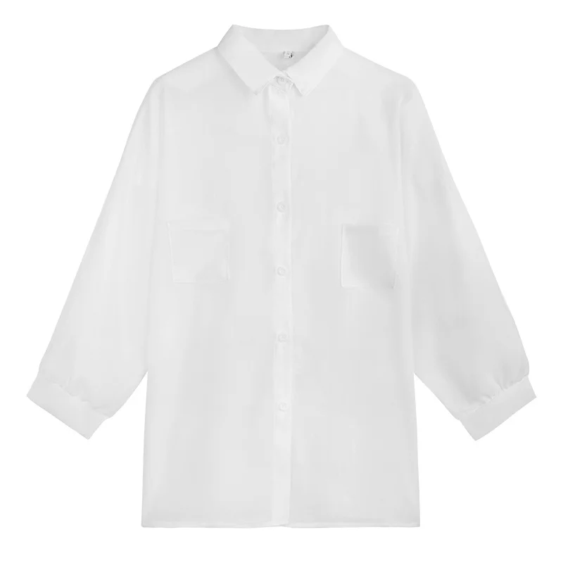 

GOOHOJIO 2021 Spring Autumn New Sun Protection Women Shirt Fashion Button Up Shirt Women Blouse Long Sleeve Female Street Shirt