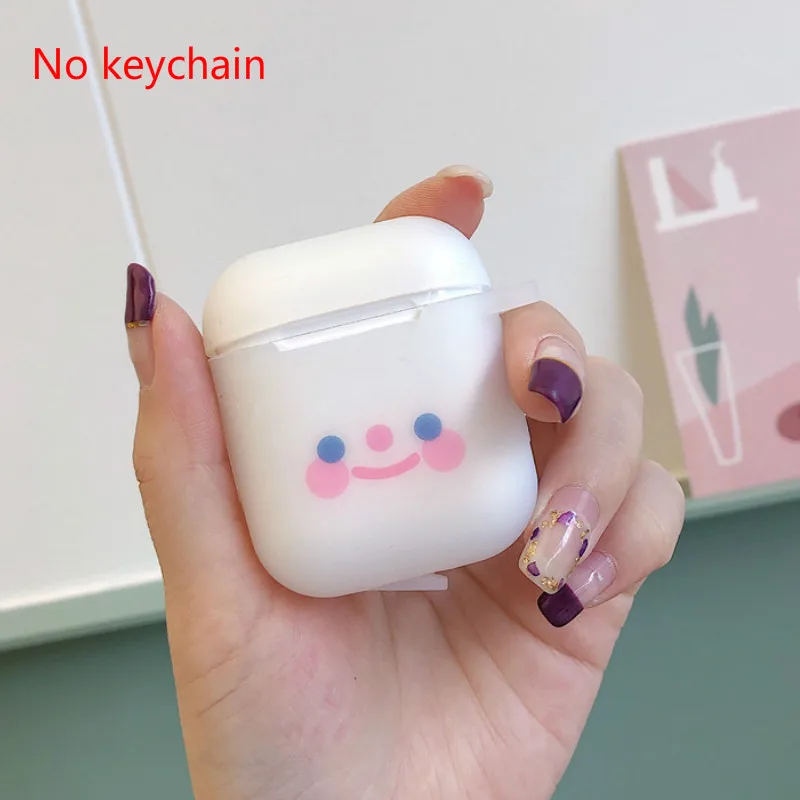 Прекрасный силиконовый чехол для наушников AirPods, мультяшный брелок для ключей, беспроводные Bluetooth наушники, прозрачный чехол для Apple AirPods 2 - Цвет: Silicone case only
