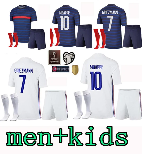

kids kit 20 21 MBAPE GRIZMANN France shirt KATE 2020 2021 POGBA Home Away mens and children kit Top Quality